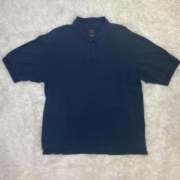 Nike Polo Golf Shirt Men's Large Green Blue Strip Striped 100% Cotton Casual VTG - Picture 1 of 12